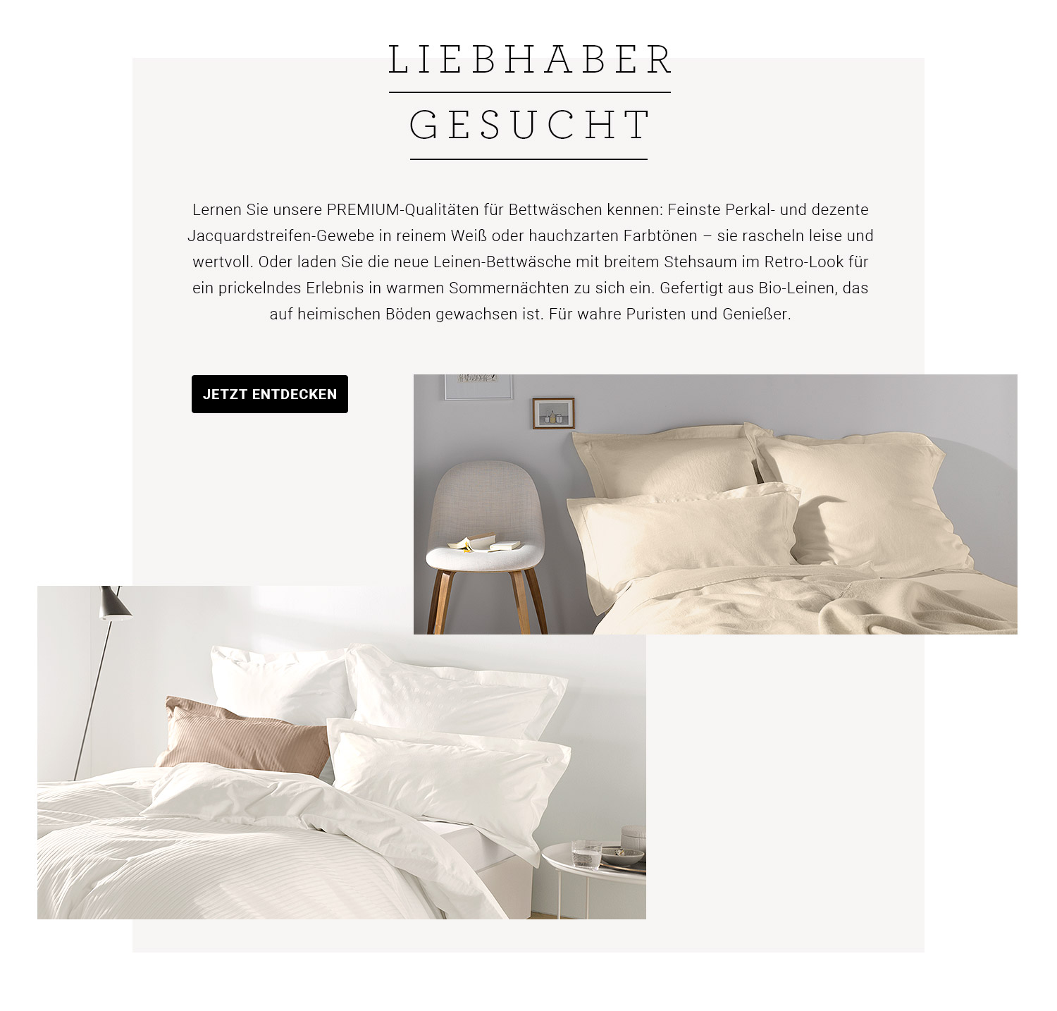 Premium-Bettwäsche entdecken Premium-Bettwäsche entdecken