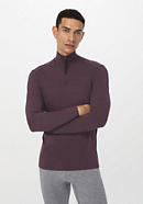 Long-sleeved slim-fit shirt made from organic merino wool with silk